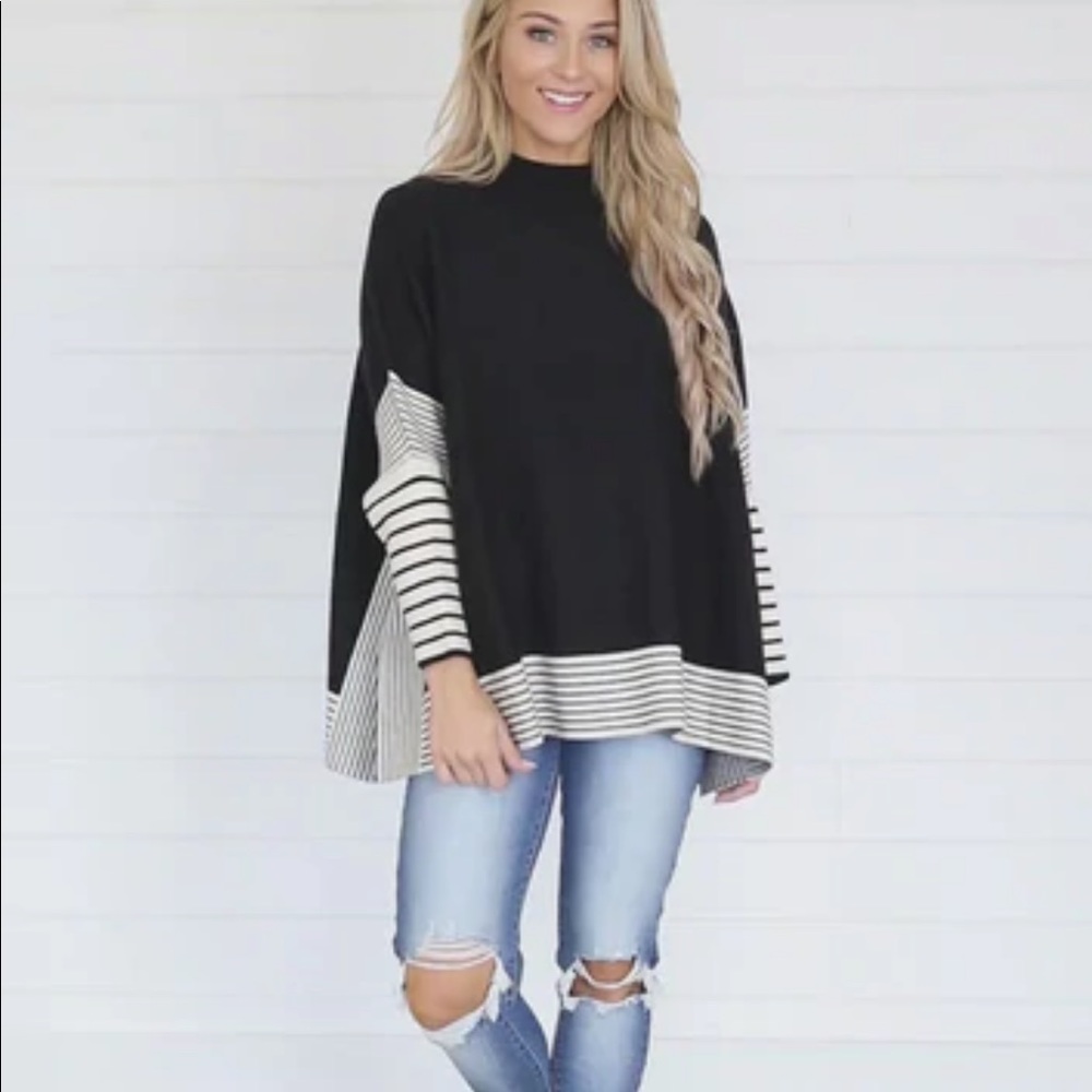 Black and white poncho